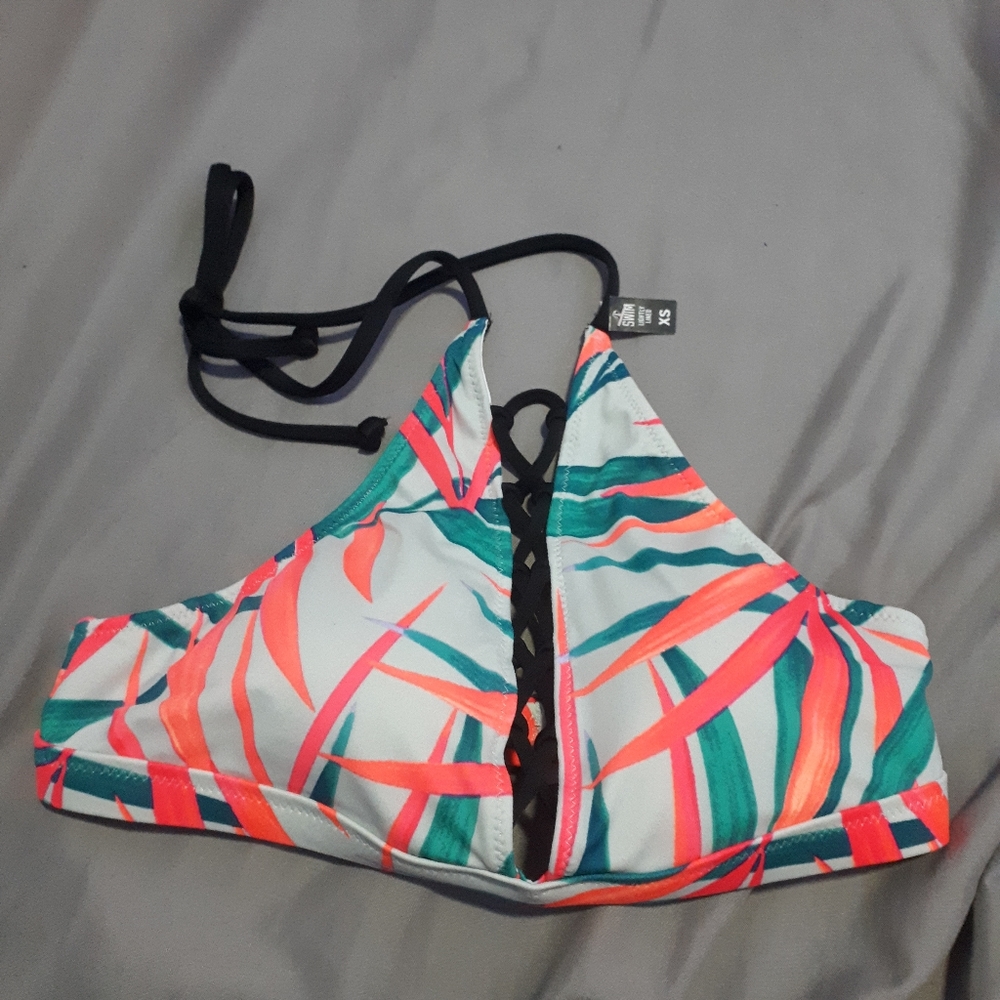 PINK Lace up bikini top